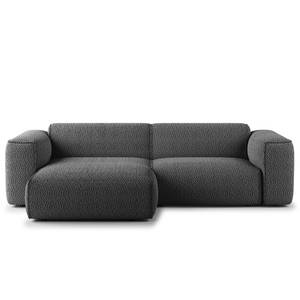 Hoekbank HUDSON 1,5-zits + chaise longue Bouclé Stof Bony: Antracietkleurig - Longchair vooraanzicht links