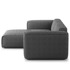 Hoekbank HUDSON 1,5-zits + chaise longue Bouclé Stof Bony: Antracietkleurig - Longchair vooraanzicht links