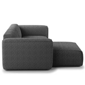 Hoekbank HUDSON 1,5-zits + chaise longue Bouclé Stof Bony: Antracietkleurig - Longchair vooraanzicht links