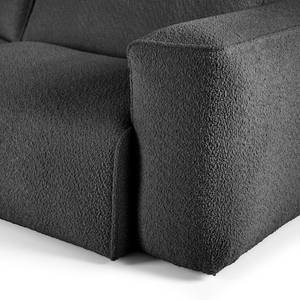 Hoekbank HUDSON 1,5-zits + chaise longue Bouclé Stof Bony: Antracietkleurig - Longchair vooraanzicht links