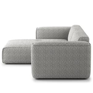 Ecksofa HUDSON 1,5-Sitzer mit Longchair Bouclé Stoff Bony: Grau - Longchair davorstehend links