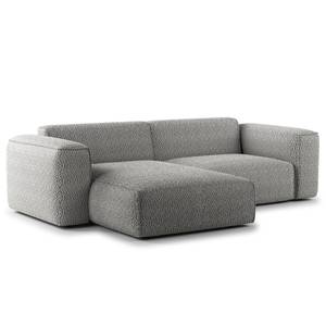 Divano angolare a 1,5 posto HUDSON Bouclé Tessuto Bony: grigio - Longchair preimpostata a sinistra