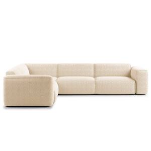 Ecksofa HUDSON mit Rundecke Bouclé Stoff Bony: Beige - Ecke davorstehend links