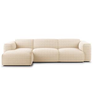 Hoekbank HUDSON 3-zits met chaise longue Bouclé Stof Bony: Beige - Breedte: 284 cm - Longchair vooraanzicht links