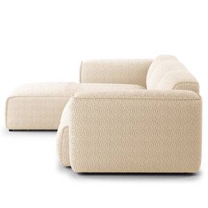 Hoekbank HUDSON 3-zits met chaise longue Bouclé Stof Bony: Beige - Breedte: 284 cm - Longchair vooraanzicht links