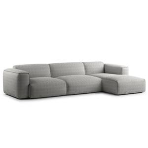 Hoekbank HUDSON 3-zits met chaise longue Bouclé Stof Bony: Grijs - Breedte: 317 cm - Longchair vooraanzicht rechts