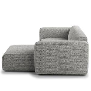 Ecksofa HUDSON 1,5-Sitzer mit Longchair Bouclé Stoff Bony: Grau - Longchair davorstehend rechts