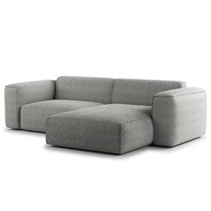 Ecksofa HUDSON 1,5-Sitzer mit Longchair Bouclé Stoff Bony: Grau - Longchair davorstehend rechts