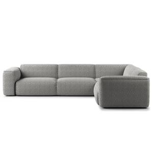 Ecksofa HUDSON mit Rundecke Bouclé Stoff Bony: Grau - Ecke davorstehend rechts