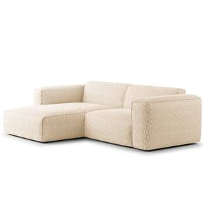 Hoekbank HUDSON 1,5-zits + chaise longue Bouclé Stof Bony: Beige - Longchair vooraanzicht links