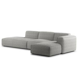 Divano angolare con chaise longue HUDSON Bouclé Tessuto Bony: grigio - Longchair preimpostata a destra