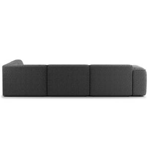 Ecksofa HUDSON 3-Sitzer mit Recamiere Bouclé Stoff Bony: Anthrazit - Longchair davorstehend rechts