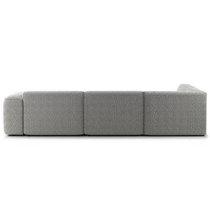 Ecksofa HUDSON 3-Sitzer mit Recamiere Bouclé Stoff Bony: Grau - Longchair davorstehend links