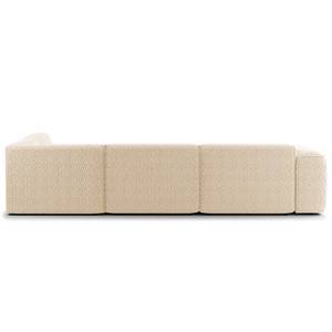 Ecksofa HUDSON 3-Sitzer mit Recamiere Bouclé Stoff Bony: Beige - Longchair davorstehend rechts