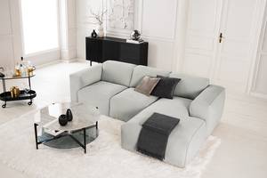 Ecksofa HUDSON 3-Sitzer mit Longchair Cordstoff Snor: Grau - Breite: 251 cm - Longchair davorstehend rechts