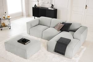 Ecksofa HUDSON 3-Sitzer mit Longchair Cordstoff Snor: Grau - Breite: 251 cm - Longchair davorstehend rechts