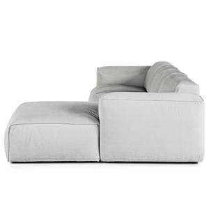 Ecksofa HUDSON 3-Sitzer mit Longchair Cordstoff Snor: Grau - Breite: 251 cm - Longchair davorstehend rechts