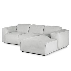 Ecksofa HUDSON 3-Sitzer mit Longchair Cordstoff Snor: Grau - Breite: 251 cm - Longchair davorstehend rechts