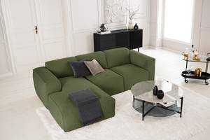 Ecksofa HUDSON 3-Sitzer mit Longchair Cordstoff Snor: Grün - Breite: 251 cm - Longchair davorstehend links