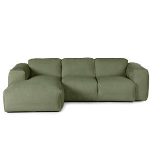 Ecksofa HUDSON 3-Sitzer mit Longchair Cordstoff Snor: Grün - Breite: 251 cm - Longchair davorstehend links