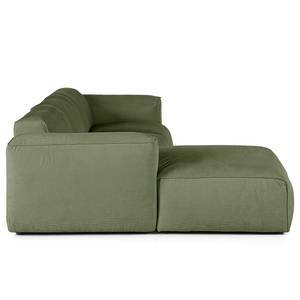 Ecksofa HUDSON 3-Sitzer mit Longchair Cordstoff Snor: Grün - Breite: 251 cm - Longchair davorstehend links