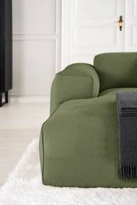 Divano angolare a 3 posti HUDSON Velluto a coste Snor: verde - Larghezza: 251 cm - Longchair preimpostata a sinistra