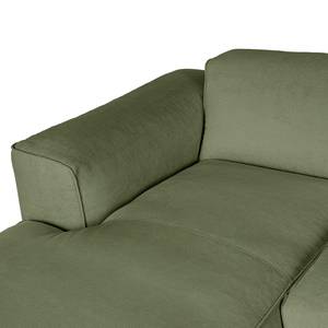 Ecksofa HUDSON 3-Sitzer mit Longchair Cordstoff Snor: Grün - Breite: 251 cm - Longchair davorstehend links