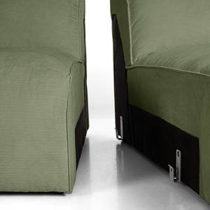 Ecksofa HUDSON 3-Sitzer mit Longchair Cordstoff Snor: Grün - Breite: 251 cm - Longchair davorstehend links