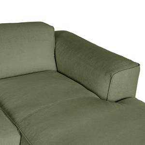 Ecksofa HUDSON 3-Sitzer mit Longchair Cordstoff Snor: Grün - Breite: 251 cm - Longchair davorstehend rechts
