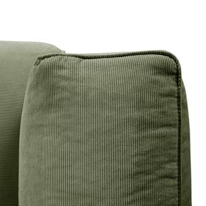 Ecksofa HUDSON 3-Sitzer mit Longchair Cordstoff Snor: Grün - Breite: 251 cm - Longchair davorstehend rechts