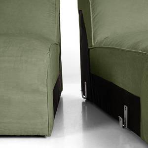 Canapé d’angle 3 places HUDSON Velours côtelé Snor: Vert - Largeur : 251 cm - Méridienne courte à droite (vue de face)