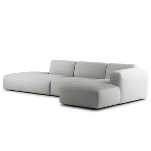 Hoekbank HUDSON met chaise longue Corduroy Snor: Grijs - Longchair vooraanzicht rechts