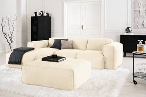 Ecksofa HUDSON 3-Sitzer mit Longchair Cordstoff Snor: Beige - Breite: 251 cm - Longchair davorstehend links