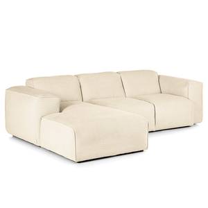 Ecksofa HUDSON 3-Sitzer mit Longchair Cordstoff Snor: Beige - Breite: 251 cm - Longchair davorstehend links