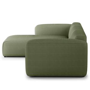 Hoekbank HUDSON 3-zits met chaise longue Corduroy Snor: Groen - Breedte: 284 cm - Longchair vooraanzicht links