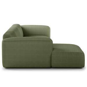 Hoekbank HUDSON 3-zits met chaise longue Corduroy Snor: Groen - Breedte: 284 cm - Longchair vooraanzicht links