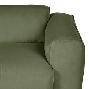 Hoekbank HUDSON 3-zits met chaise longue Corduroy Snor: Groen - Breedte: 284 cm - Longchair vooraanzicht links