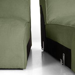 Hoekbank HUDSON 3-zits met chaise longue Corduroy Snor: Groen - Breedte: 284 cm - Longchair vooraanzicht links