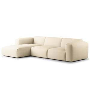 Ecksofa HUDSON 3-Sitzer mit Longchair Cordstoff Snor: Beige - Breite: 284 cm - Longchair davorstehend links