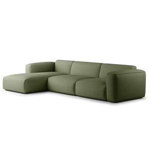 Ecksofa HUDSON 3-Sitzer mit Longchair Cordstoff Snor: Grün - Breite: 317 cm - Longchair davorstehend links