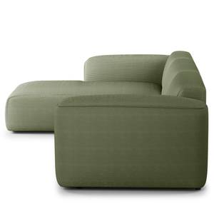 Divano angolare a 3 posti HUDSON Velluto a coste Snor: verde - Larghezza: 317 cm - Longchair preimpostata a sinistra