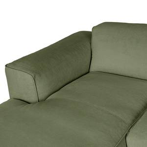 Ecksofa HUDSON 3-Sitzer mit Longchair Cordstoff Snor: Grün - Breite: 317 cm - Longchair davorstehend links