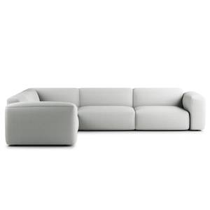 Ecksofa HUDSON mit Rundecke Cordstoff Snor: Grau - Ecke davorstehend links