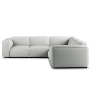 Ecksofa HUDSON mit Rundecke Cordstoff Snor: Grau - Ecke davorstehend links