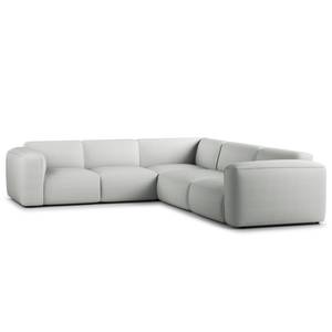 Ecksofa HUDSON mit Rundecke Cordstoff Snor: Grau - Ecke davorstehend links