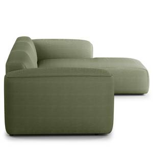 Ecksofa HUDSON 3-Sitzer mit Longchair Cordstoff Snor: Grün - Breite: 317 cm - Longchair davorstehend rechts