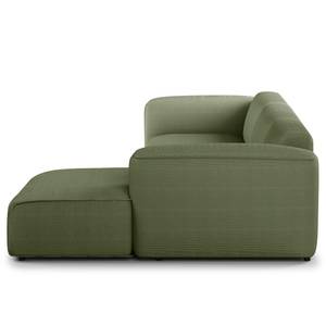 Ecksofa HUDSON 3-Sitzer mit Longchair Cordstoff Snor: Grün - Breite: 317 cm - Longchair davorstehend rechts