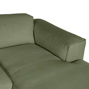 Ecksofa HUDSON 3-Sitzer mit Longchair Cordstoff Snor: Grün - Breite: 317 cm - Longchair davorstehend rechts