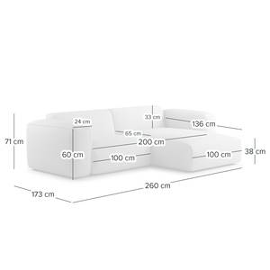 Ecksofa HUDSON 1,5-Sitzer mit Longchair Cordstoff Snor: Beige - Longchair davorstehend rechts