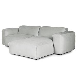 Ecksofa HUDSON 1,5-Sitzer mit Longchair Cordstoff Snor: Grau - Longchair davorstehend rechts